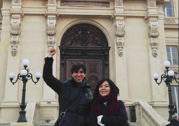 Martine and Delphine in Prague for the day of Human Rights, December 2013